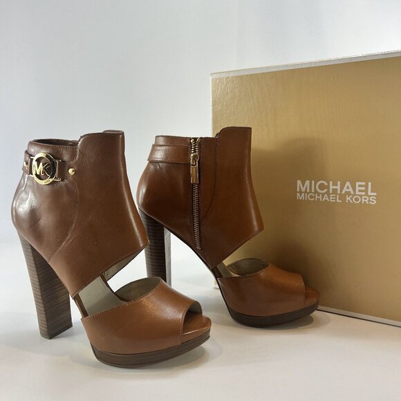 Michael Kors Wyatt Open Toe Leather Booties - Picture 1 of 16